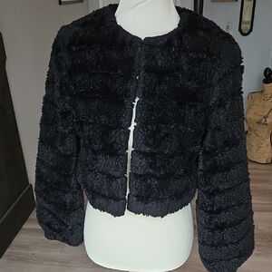 Joseph A Black Cropped Teddy Jacket Small